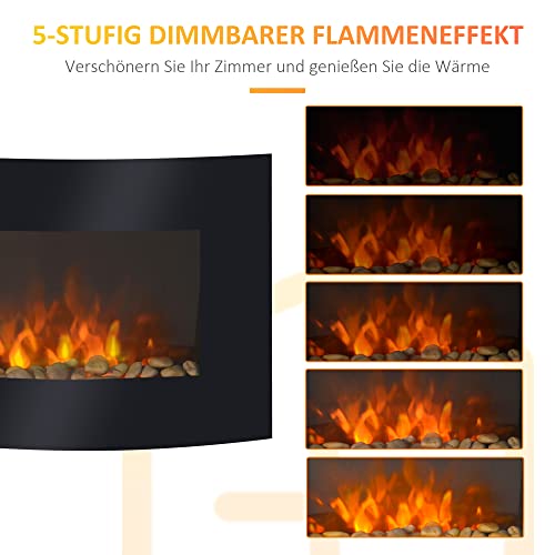 HOMCOM Elektrokamin Kamin Kaminofen Elektrischer Wandkamin 65 x 11,4 x 52cm – Bild 6
