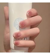 Square False Nails,acrylic nails,french nails,Nude color nails,Artificial Nails for Women and Gir...