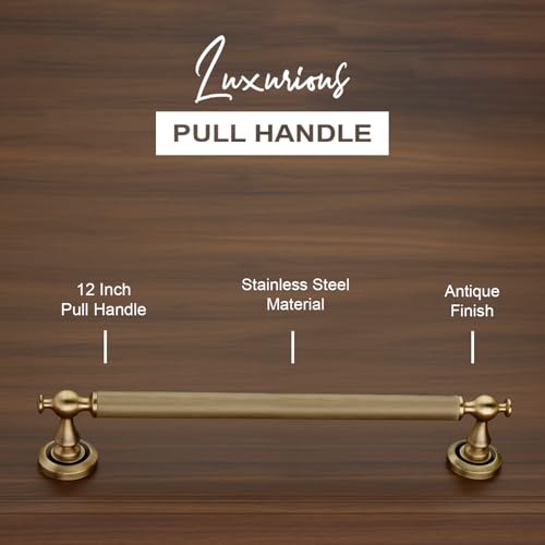 Image of LAPO 14 Inch Main Door Pull Handle | Antique Finish Stainless Steel | 12 Inch Hole to Hole | Stylish & Durable Door Handle for Wooden, Glass & Metal Doors | Pack of 1 | 3-Year Warranty