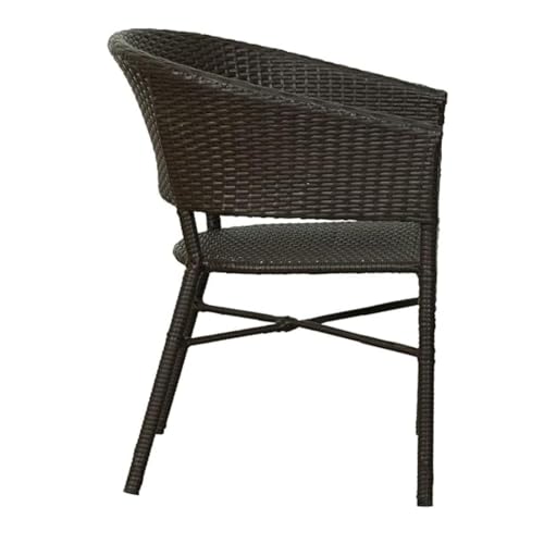 Image of Furniture D-12 Chairs Table Set 2+1 Wicker Patio Furniture Sets 2 Chair and 1 Table with Cushions for Garden Balcony Bedroom Powder Coated Frame Uv Protected Wicker (Black)