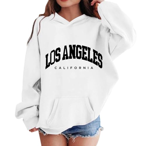 Los Angeles Hoodies for Teen Girls Cute Trendy Long Sleeve Oversized Sweatshirts Tween Y2k Tops Winter Preppy Clothes