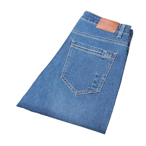 Men's Jeans Stretch Straight Denim Pants Loose Casual Long Trousers Classic Business Comfortable Fit