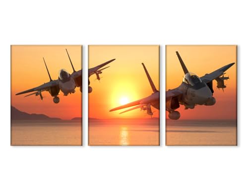 Tableau F-14 Tomcat TUMOVO triptyque 152x71 cm pour salon