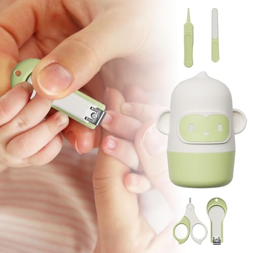 Baby Clipper Set, Baby Nail Scissors, Baby Nail Clippers, Grooming Care Nail Clipper, Easy Grip Safe Clippers Scissors File Tweezers with Cute Case for Toddler Kids – Image 6