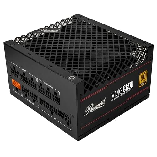 Rosewill VMG 850W 80+ Gold, ATX 3.0 & 3.1 Compatible, Full Modular Low-Noise Power Supply, PCIe 5.1 12V-2x6 Connector, 100% Japanese Capacitor, 120mm FDB Silent Fan - 5 Year Warranty