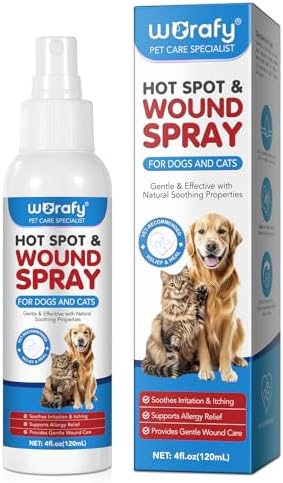 Hot Spot Treatment for Dogs, Natural Plant Extract Formula Gentle Wound Spray, Relieve Dry Skin, Scratching, Rashes, Redness, Swelling and Bites. Gentle Pet Hot Spot Spray for Dog & cat 4 Fl Oz