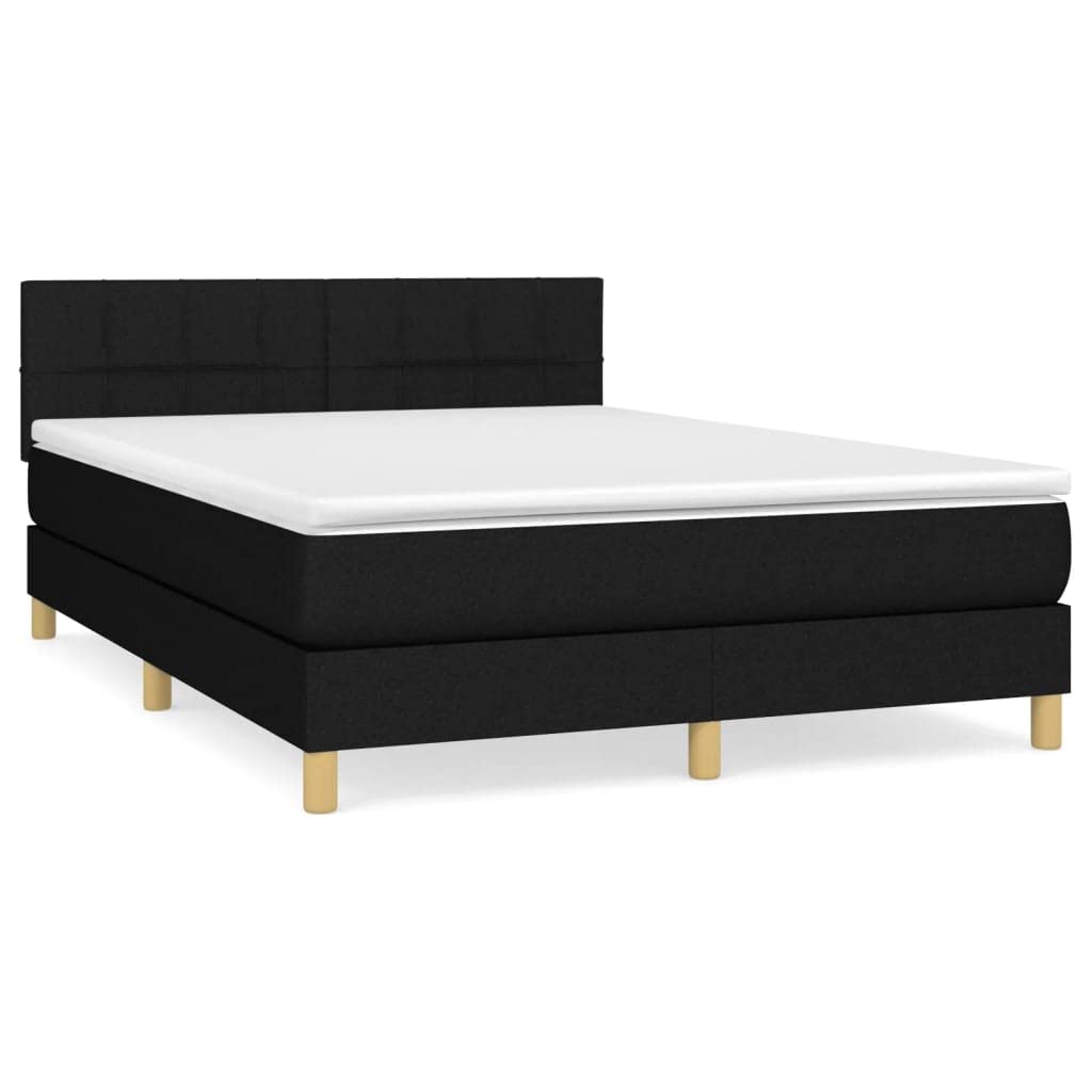 Strapazierfähiger Stoff verstellbares Kopfteil Taschenfederkernmatratze | Boxspringbett mit Matratze Schwarz 140x190 cm Stoff Bett mit Taschenfederkernmatratze verstellbares Kopfteil Luxus