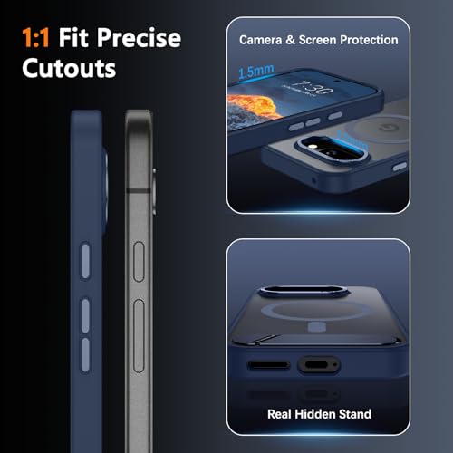 Coque Pixel 9A compatible Google avec support magnétique bleu mat GUAGUA