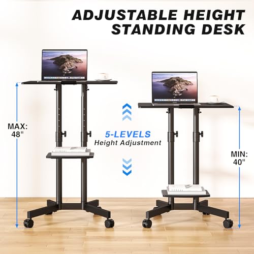 image for Rfiver Rolling Lectern Podium Mobile Standing Desk, Height Adjustable 