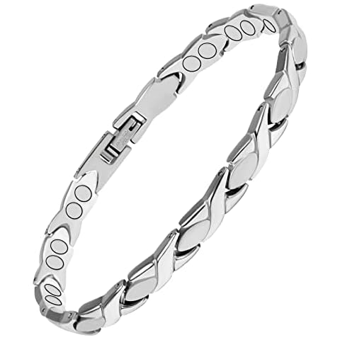 Jeracol Titanium Steel Magnetic Bracelets for Women,Magnetic Brazaletes with 3500 Gauss Magnets for Christmas,Adjustable Wristband with Removal Tool & Jewellry Gift Box Cover