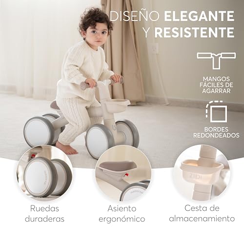 Miniatura 4 de KikkaBoo Bicicleta Sin Pedales ZIPI, Correpasillos Bebé de 1 a 3 Años, Bicicleta Equilibrio, Bici Bebé con Canasta, Ajustable, Juguete para Niños, Menta