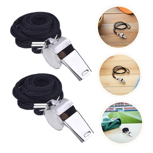 6 silbatos deportivos de metal inoxidable con cordón miniatura 7