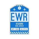 EWR Newark New Jersey Luggage Tag Sticker/Airport Code Baggage Decal/Collectible Travel Decor/Vintage Inspired Design (Blue)