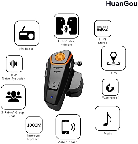 Motorcycle Bluetooth Headset, Bt-S2 Motorbike Helmet Intercom Up To 3 Riders 1000M Helmet Communication System Supports Handsfree/Stereo Music/Fm/Gps/ Mp3 (Boom Microphone,Single) #TOP3