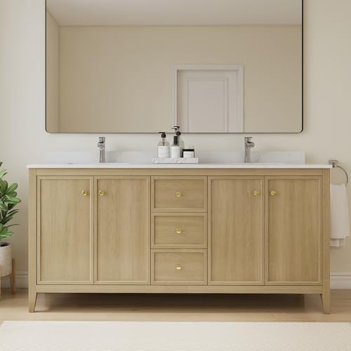 SJ STAR&JANE 72 inch Bathroom Vanity with Cultured Marble Top,