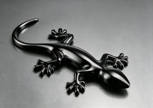 Image of 2PCS 3D Gecko Emblem Car Sticker Metal Chrome Silver Spider Badges Sticker for Universal Car Vehicle, Truck, Motorcycle, RV, Scooter, SUV, Door, Window for Headphone Decorations (Black Gecko)
