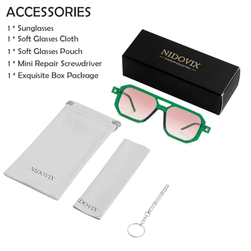 Image of Vintage Square 70s Aviator Sunglasses for Women Men Retro Classic Flat Aviator Frame Sun Glasses UV Protection