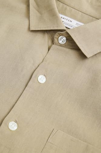 Image of SNITCH Men Casual Shirt | Regular Fit Full Sleeve Spread Collar Solid Pattern | Breathable Cotton Linen Blend & Lightweight Fabric for Summer, Vacation & Smart Casual Wear