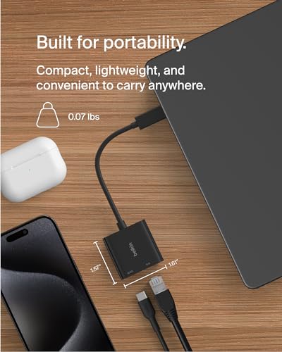 Belkin USB-C to イーサネット + USB-C 変換アダプター INC019btBK の商品画像 2