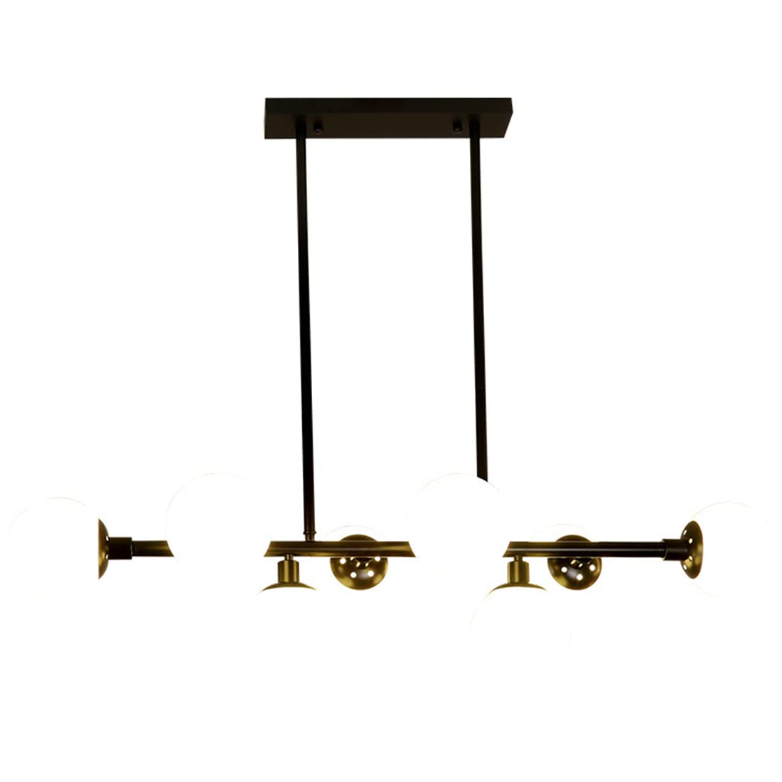 Żyrandole do jadalni Oświetlenie 8 świateł Matowa czarna liniowa szklana kula wisząca Lampy wiszące Regulowana lampa sufitowa do sypialni Kuchnia w stylu rustykalnym Wyspa (czarna,
