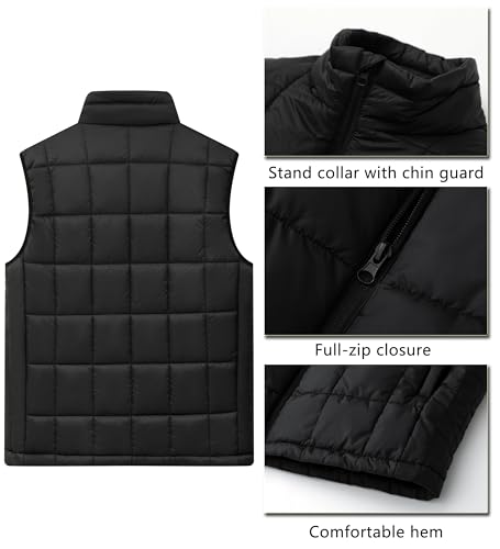 Image of Vcansion Men's Outdoor Quilted Puffer Vest Stand Collar Lightweight Down Sleeveless Jacket Padded Vest