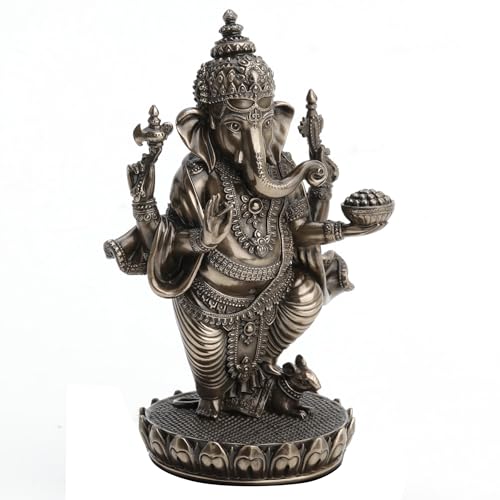 Estatua Lord Ganesha 5.12 pulg resina y bronce antiguo miniatura 7