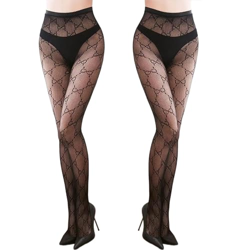 2 Pairs Lace Patterned Tights Fishnet Floral Stockings Small Hole Pattern Leggings Tights Net Pantyhose
