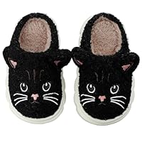 Cheerful Mario Kids Girls Slippers Warm Home Shoes Cute Cat Memory Foam Anti slip Sole Black 11.5/12 UK Child