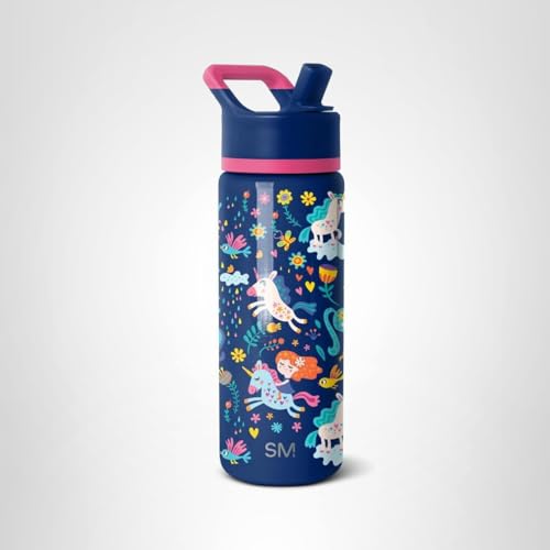 Simple Modern Kids Water Bottle with Straw Lid | 18oz Insulated Stainless Steel Kids Tumbler & Spill Proof Toddler Cup for School, Girls, Boys | Summit | Unicorn Rainbows