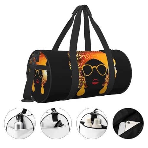 Travel Duffel Bag Sports Gym Bag With Shoes Compartment,Lightweight Overnight Weekender Bag Cute African Woman Yoga Gym Sports Bag For Men Women4