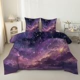 Sternwolken Bettdecke 135x200 4 Jahreszeiten, Galaxie Sternenhimmel Steppdecke 135x200, Warme Ganzjahresdecke Universum Bettdecke ohne Bezug Waschbar Schlafdecke mit 2 Kissenbezug 80x80cm, C20