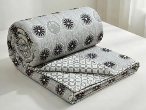 Image of HOMEKART Ultrasonic Quilted AC Comforter 220 GSM (1500g) Premium Microfiber Reversible All-Season Blanket for Double Bed|Ultra Soft, & Lightweight, Quilt /Duvet | Comforter (Grey, 225CMx220CM)