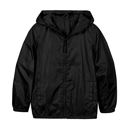 SNOW DREAMS Boys Rain Jackets Lighweight Spring Jacket Raincoat Rain Coats Waterproof Windbreaker Black Size 6