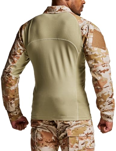 Image of CQR Men's Tactical Combat Shirt, 1 /4 Zip Long Sleeve Breathable Military BDU Training Top for Shooting, Hunting, Range Use