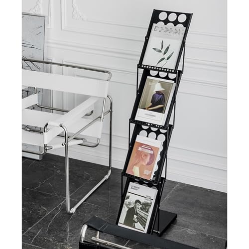 Expositor de catálogos Plegable, portátil, para Oficina, con 4 Bolsillos y Bolsa de Transporte, Ideal para exhibiciones de folletos, ferias y Tiendas.