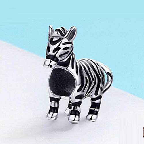 925 Sterling Silver Charm Bead Love Animal Charm Family Birthday fit Pandoras Bracelets DIY Charms (Zebra Charm)3