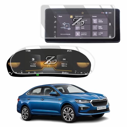 Image of ZEIR Screen Protector COMBO Compatible With SKODA SLAVIA 2024 | 10.1 INCH Infotainment & Digital Instrument Cluster | Scratch Guard Accessory for SALVIA [Not Tempered Glass]