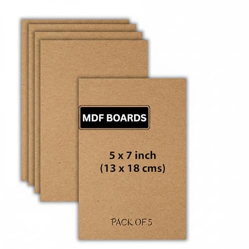 Image of ArtzFolio MDF Board 2.1mm Thick Cutout Sheets for DIY Art Craft Project | Unfinished Sides Engineered Wood Blanks for Paintings, Laser, Engraving | 5x7 inch (13x18 cms) | Pack of 5