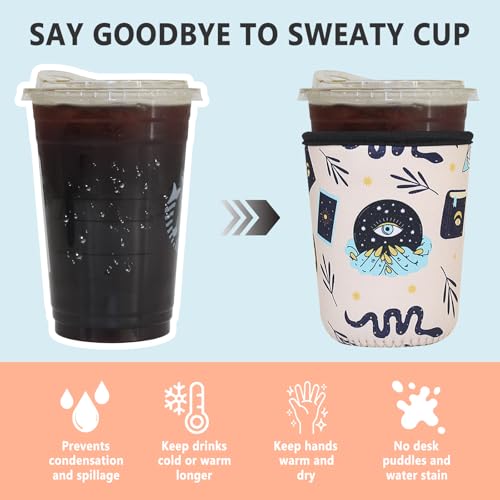 Image of 3 Pack Reusable Iced Coffee Sleeves - Xumbtvs Insulator Sleeve for Cold Beverages, Neoprene Coffee Cup Holder (Magic)