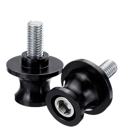 GWEOR Diabolos Moto M10 10mm, 2 Piezas Soporte Basculante CNC Aluminio, Tornillos de Elevación para Caballete Trasero, Compatible con, Negro