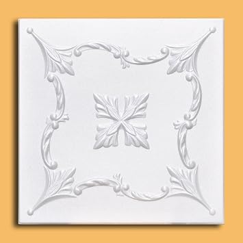 50pc Case of Saratov White Decorative Foam Ceiling Tiles 50cm x 50cm Each