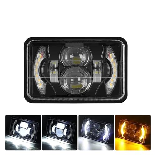 Phare de Camion LED 4x6 Pouces Rectangulaire 12000Lm Feux Avant Jeep Wrangler 6000K