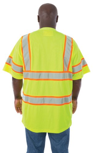 Hot Deals Liberty HiVizGard Polyester Lightweight Moisture Wicking Fabric Class 3 Shirt with 2" Wide 2 Tone Silver Reflective Stripes, 3X-Large, Fluorescent Orange