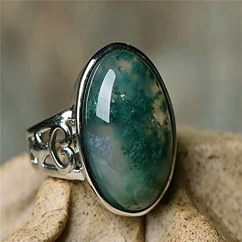 EASTCODE 100% Real Green Jade Ring Ocean Water Agate Rings resizable Emerald Ring 925 Sterling Silver Ring Women Rings Jade Jewelry
