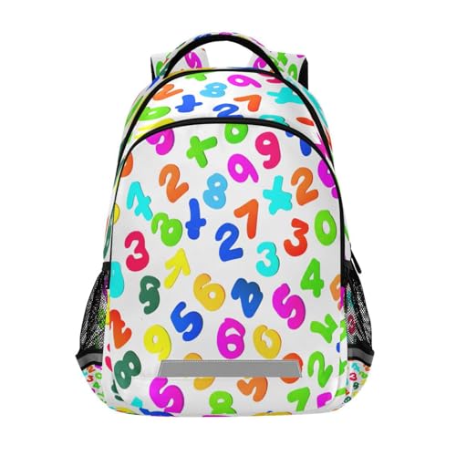 School Backpack Colorful Numbers Lightweight Waterproof Travel Laptop Backpack Kids School Bags for Boys Girls Teens 11.6 X 4.9 X 16.7inch