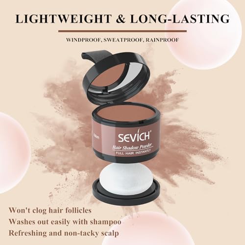 Image of SEVICH Hairline Powder - Instantly Cover Grey Hair and Thinning Hairline, Eyebrows & Beard Line Touch Up, Windproof & Sweatproof, Auburn