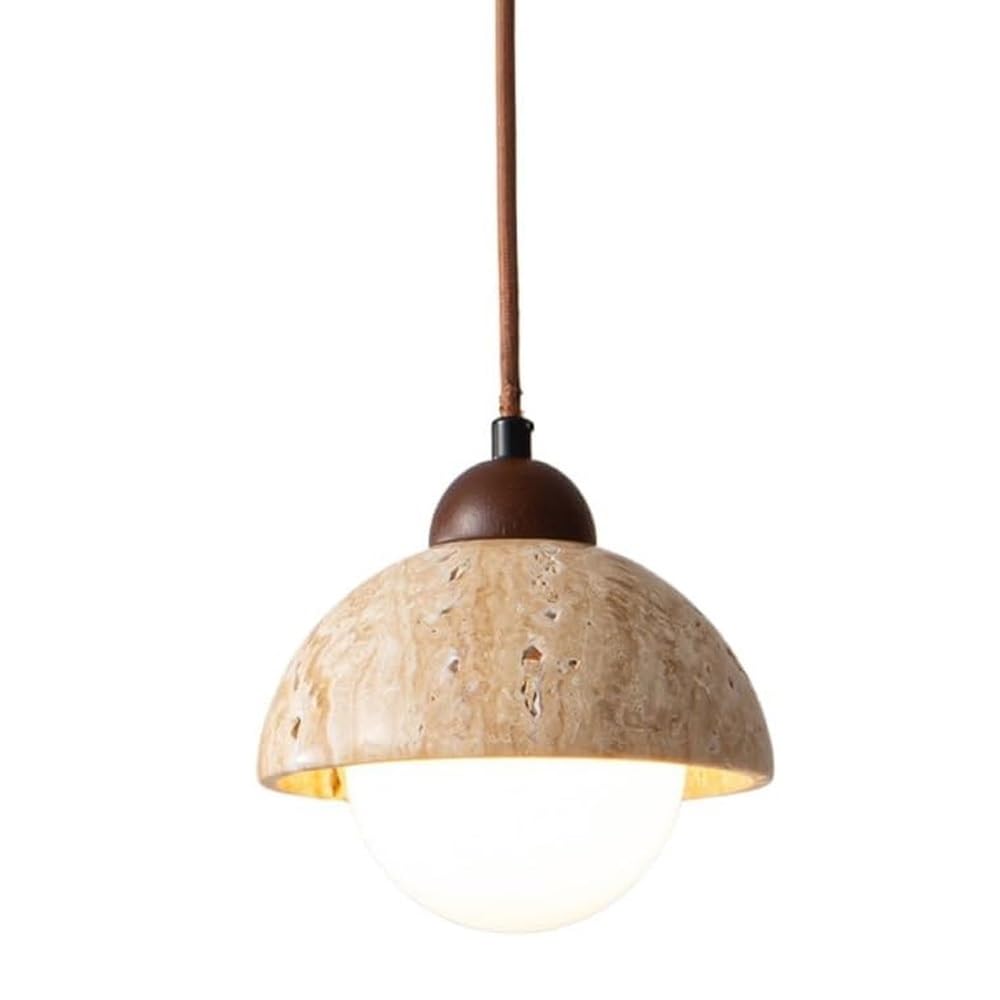 Lampada a Sospensione in Pietra Naturale per Interni, Ideale per Isola Cucina, con soffitto in Vetro, Perfetta per Sala da Pranzo in Stile Rustico sopra Il lavello, Altezza regolab