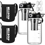 Amazon.co.uk Jingmore 2 Set Glass Water Bottle, 27oz Shaker Cup with 304 Stainless Steel Ball, Filter and Cup Sleeve, Leak-proof Cups for Cycling, Gym, Hiking, Outdoors, Fitness Protein Mixes #ad