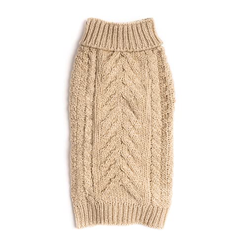 Fabdog Super Chunky Knit Turtleneck Dog Sweater Oatmeal (18") #TOP17