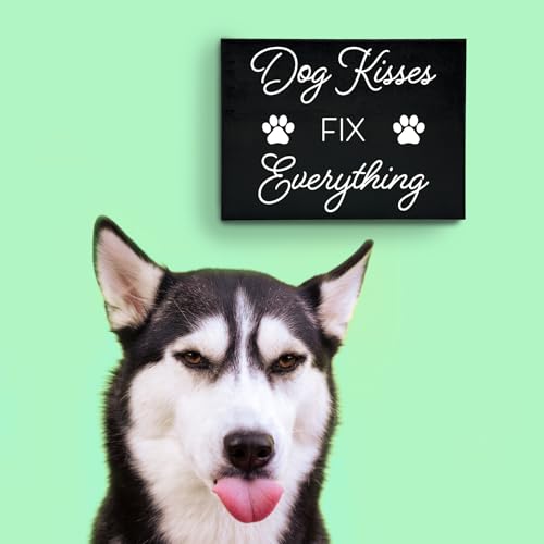 Dog-Kisses-Fix-Everything-Wooden-Sign-Funny-Dog-Lover-Gift-8×6-Inch-Wall-or-Shelf-Decor-Made-in-USA Dog Kisses Fix Everything Wooden Sign Funny Dog Lover Gift 8×6 Inch Wall or Shelf Decor Made in USA